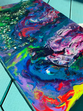 Load image into Gallery viewer, Original 16x12.5 "My Favorite Color is You" Abstract Geode Canvas Resin Art, Bright Rainbow Wall Art, Poured Resin Artwork