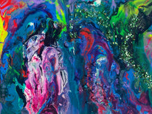 Load image into Gallery viewer, Original 16x12.5 "My Favorite Color is You" Abstract Geode Canvas Resin Art, Bright Rainbow Wall Art, Poured Resin Artwork