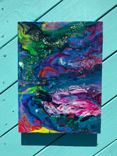 Load image into Gallery viewer, Original 16x12.5 "My Favorite Color is You" Abstract Geode Canvas Resin Art, Bright Rainbow Wall Art, Poured Resin Artwork
