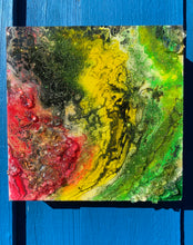 Load image into Gallery viewer, Original 8x8 &quot;Rude Bwoy&quot; Rasta Poured Textured Resin Art Inspired by Rude Bwoy Rum
